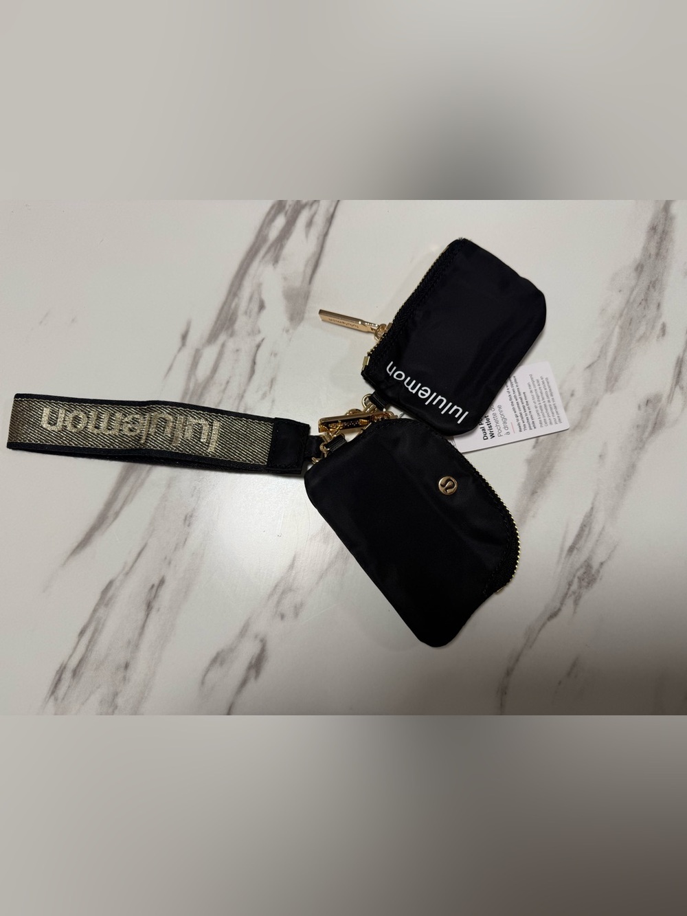 lululemon athletica Black Nylon Card & Key Pouch Set with Branded Strap